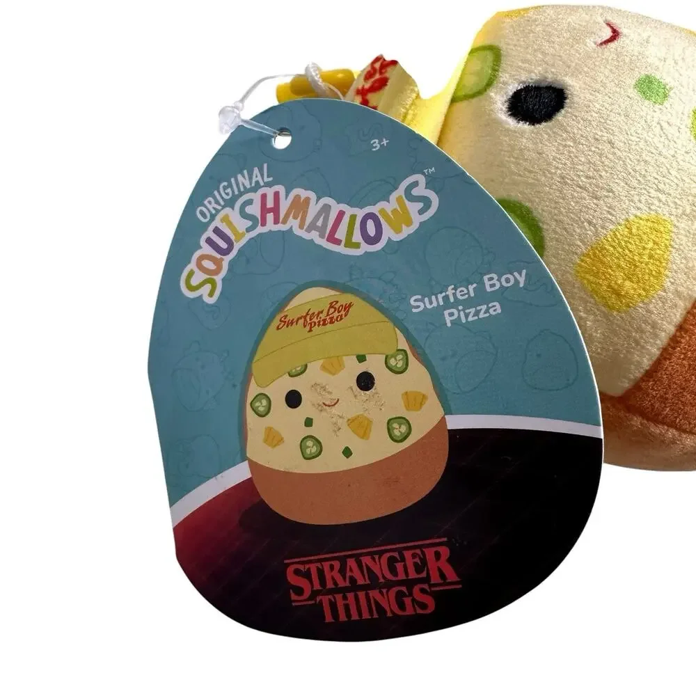 Squishmallows Maui Surfer Boy, Pizza Plush Clip 3.5 inches Stranger Things